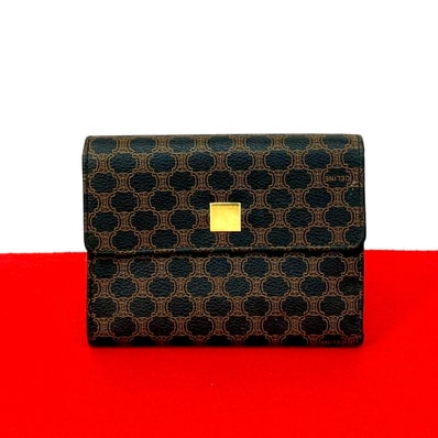 CELINE セリーヌ マカダム ブラゾン ロゴ 柄 レザー PVC 三つ折り財布 ブラック
26134