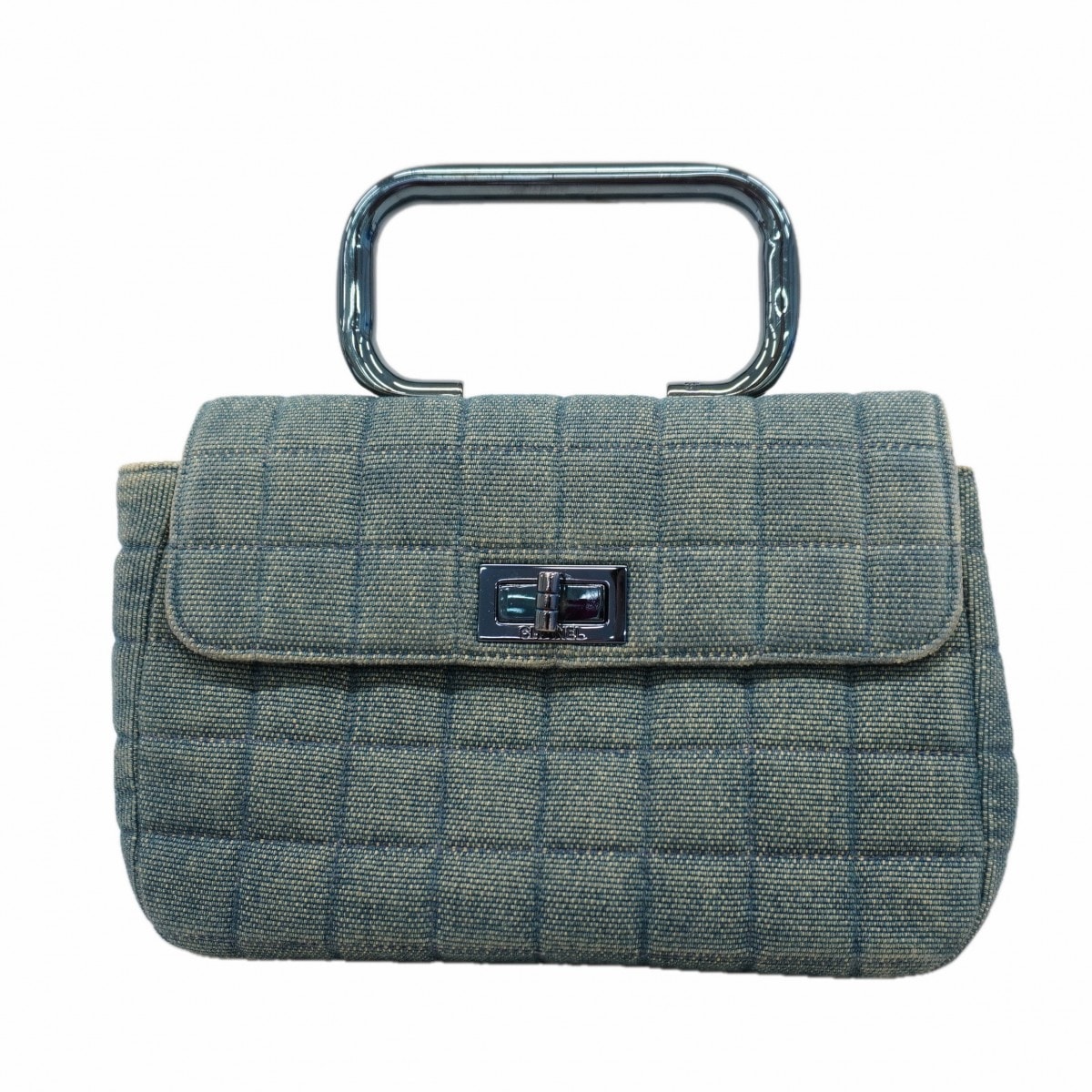 【6dc3839-k】シャネル ハンドバッグ 2.55/チョコバー デニム ブルー【中古】レディース