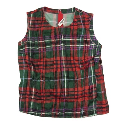 COMME des GARCONS コムデギャルソン カットソー 23SS GM-B006 タータンチェック ノースリーブ タンクトップ カットソー チュニック レッド系 M【中古】
