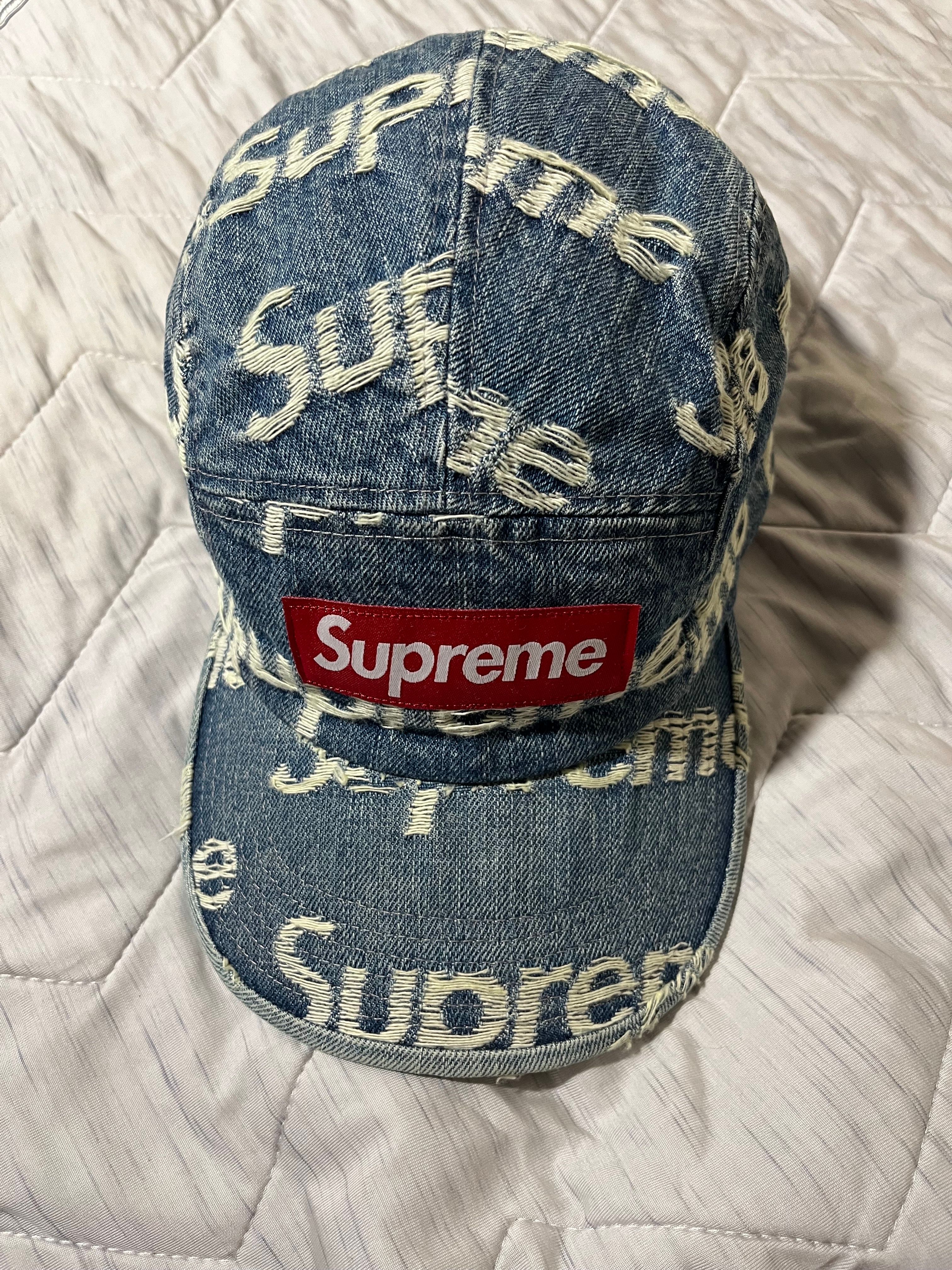 Supreme Frayed Logos Denim Camp Cap "Blue"