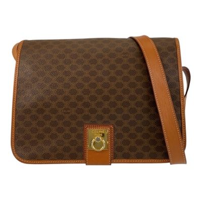 美品 CELINE セリーヌ マカダム ブラウン ゴールド金具 PVC レザー/ ショルダーバッグ ポシェット 601062 【中古】