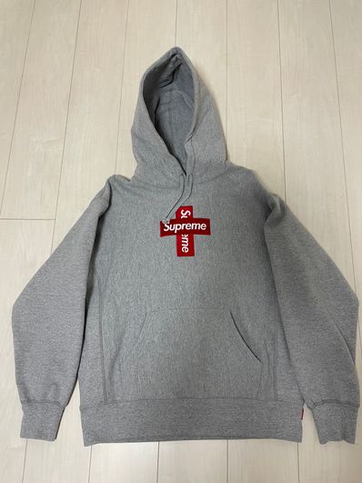 Supreme Cross Box Logo Hooded Sweatshirt "Grey"