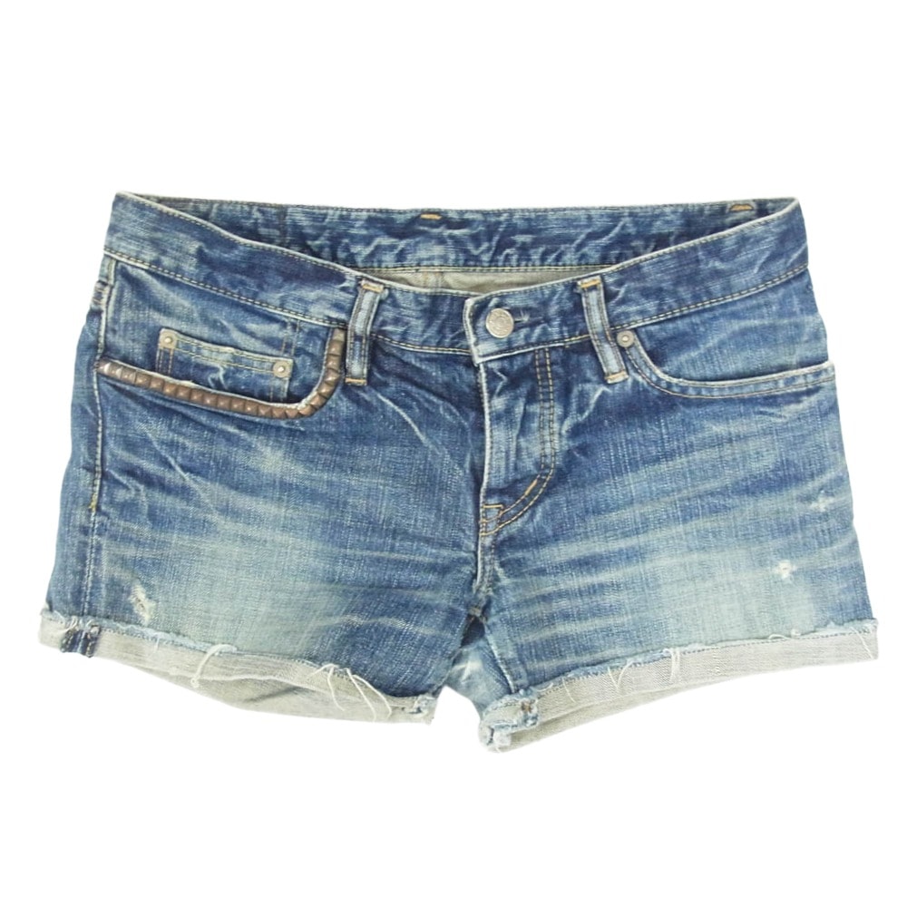 HYSTERIC GLAMOUR ヒステリックグラマー ダメージ加工 デニム スタッズ ショーツ ショート パンツ インディゴブルー系 M【中古】
