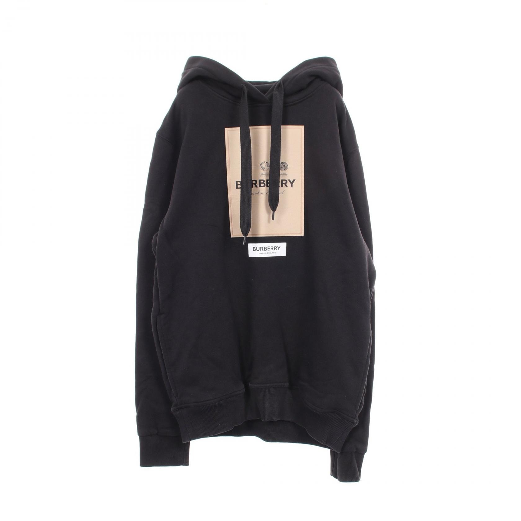 バーバリー BURBERRY ラベルアップリケ パーカー 衣料品 トップス コットン メンズ ブラック系 【中古】
