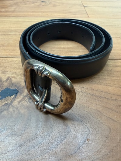 Chrome Hearts 1.5 Gunslinger Leather Belt "Black/Silver"
