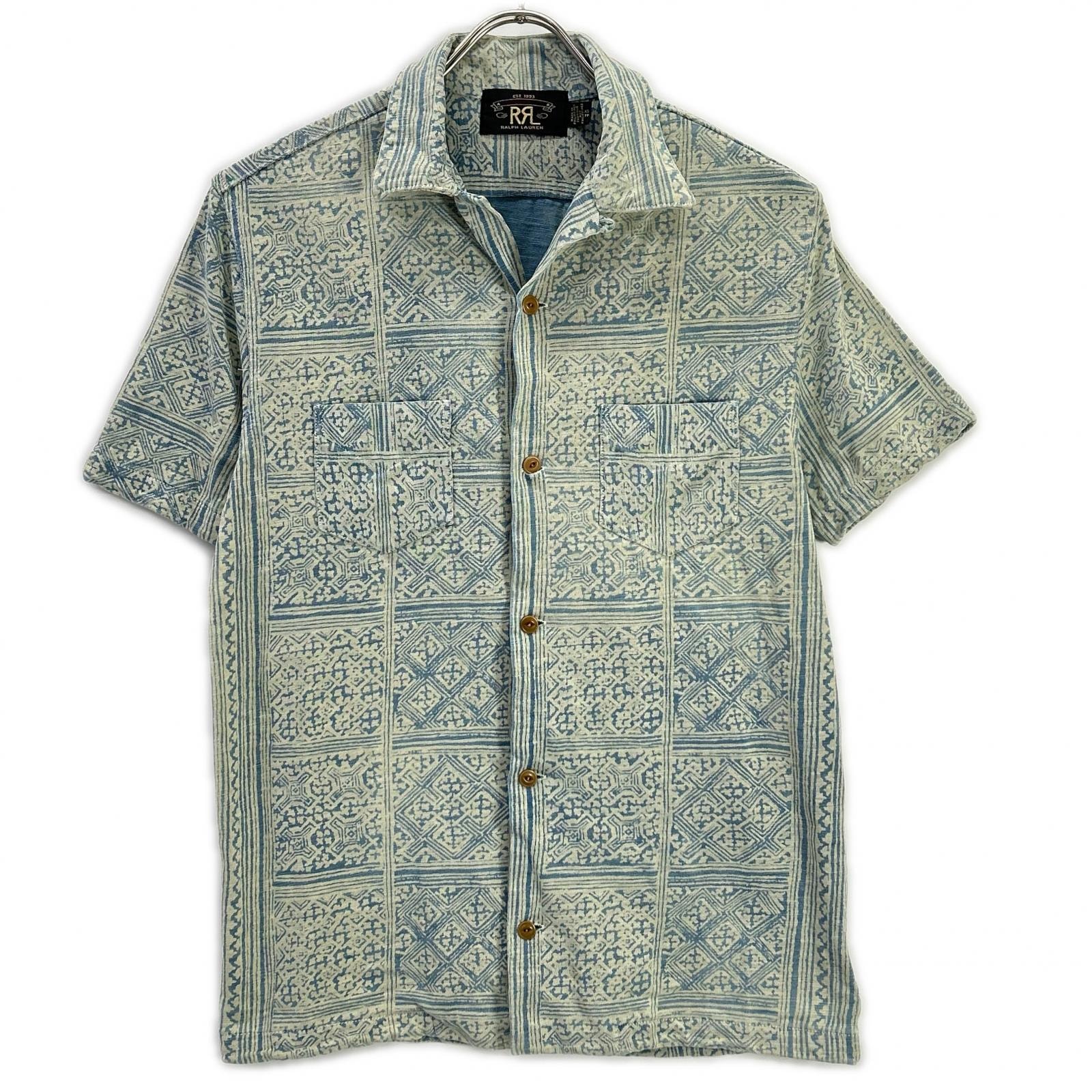 ダブルアールエル MNRRKNI1N820022 インディゴ×クリーム コットン Bandana Print Jersey Camp Shirt/バンダナプリント ジャージーキャンプシャツ XS