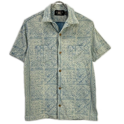 ダブルアールエル MNRRKNI1N820022 インディゴ×クリーム コットン Bandana Print Jersey Camp Shirt/バンダナプリント ジャージーキャンプシャツ XS