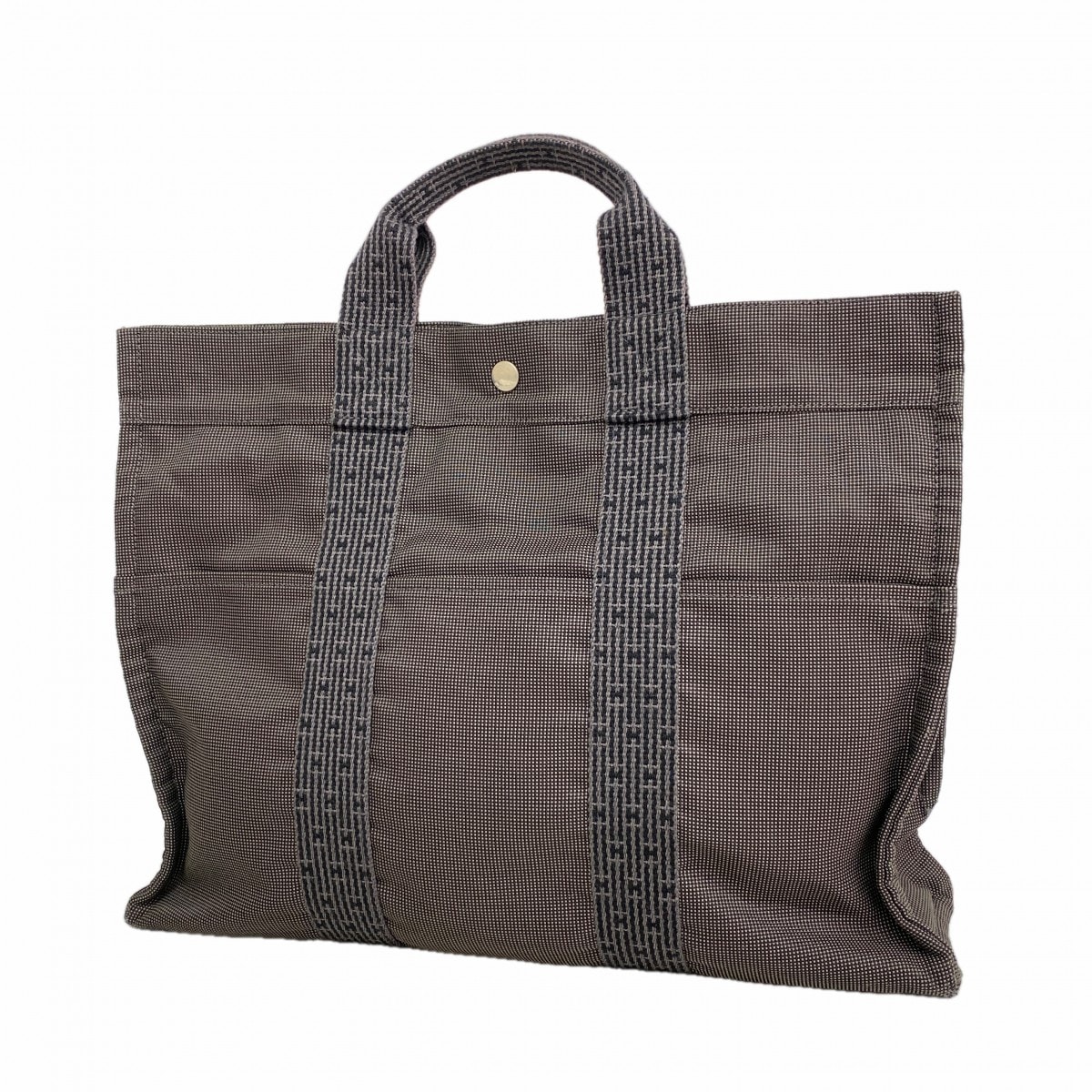 【6gc3574-k】エルメス トートバッグ エールラインMM キャンバス グレー シルバー金具【中古】メンズ レディース ユニセックス