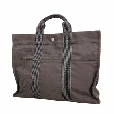 【6gc3574-k】エルメス トートバッグ エールラインMM キャンバス グレー シルバー金具【中古】メンズ レディース ユニセックス