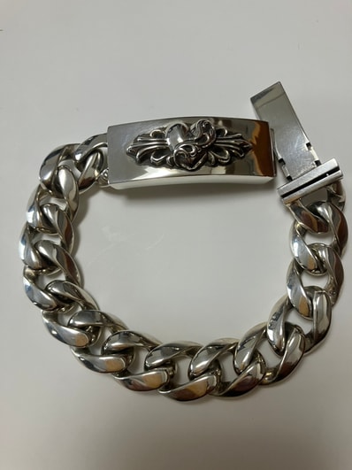 Chrome Hearts ID Bracelet W / Floral Cross Heart W / Classic Link ID-Floral Cross Heart W / Classic Link "Silver"