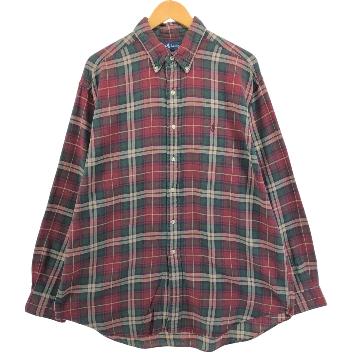 古着 ラルフローレン Ralph Lauren BLAKE 長袖 ボタンダウン ライトネルチェックシャツ メンズXXL相当/eaa552748