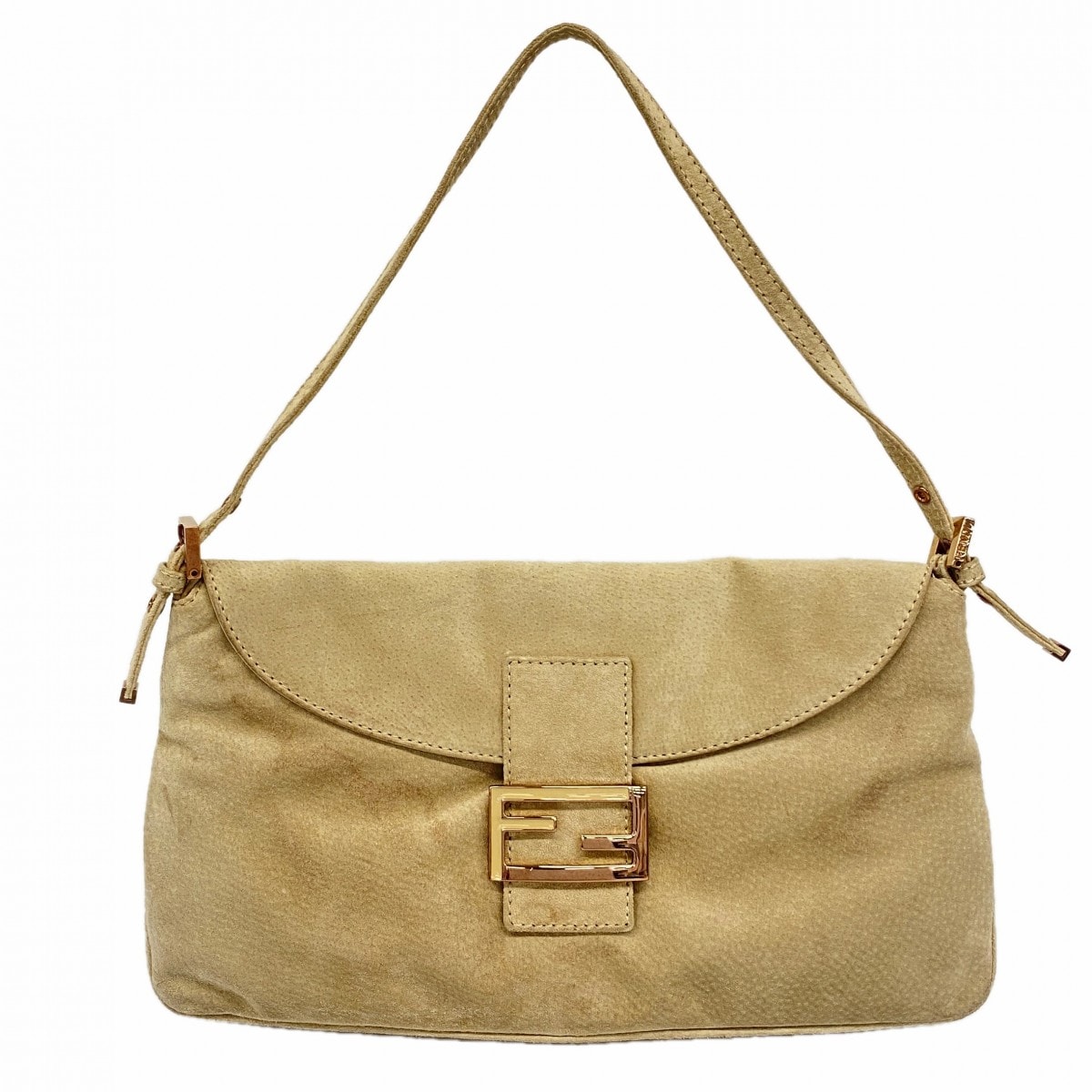 【6dd4948】フェンディ ハンドバッグ スウェード ベージュ ピンクゴールド金具【中古】レディース