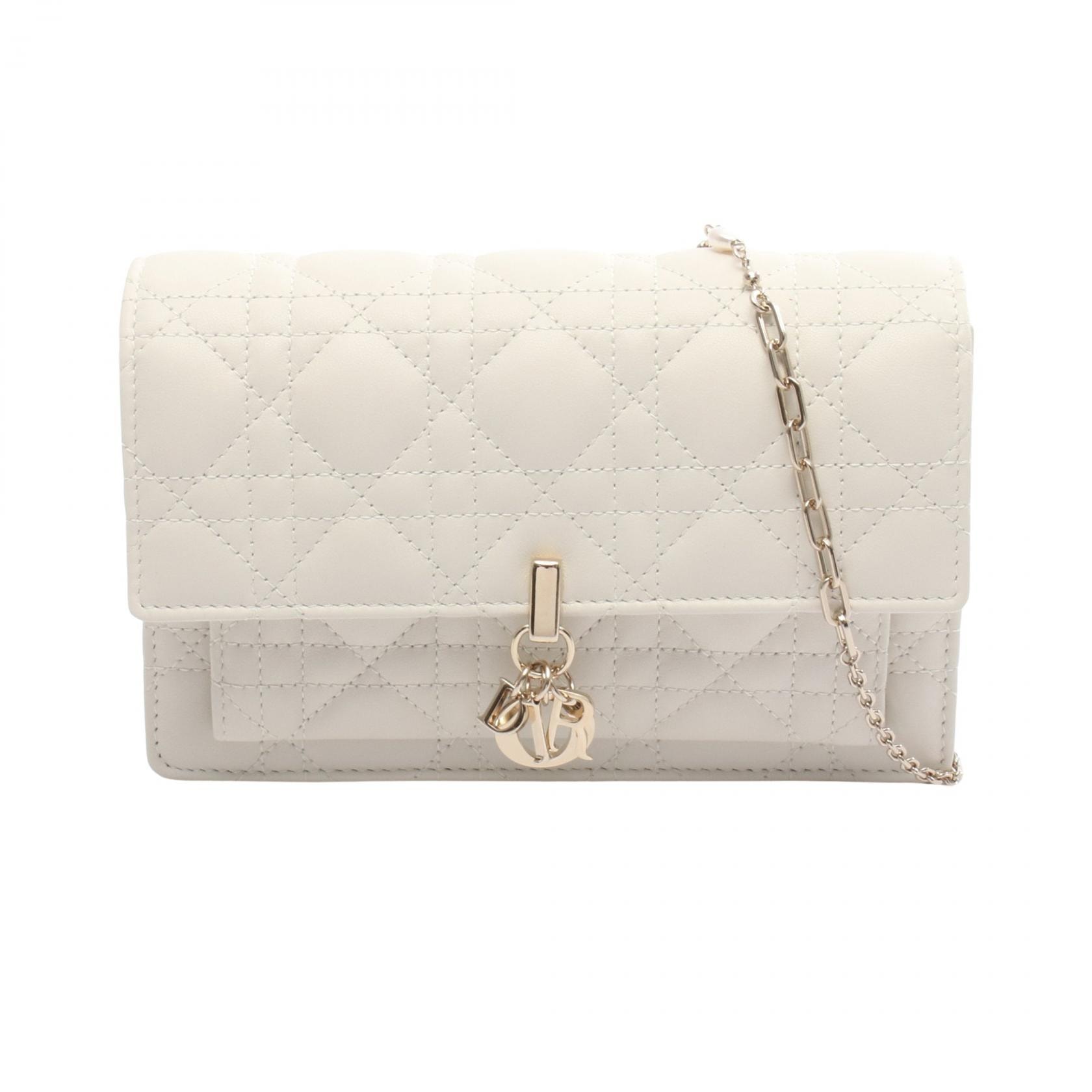 ディオール Dior My Dior デイリーチェーンポーチ カナージュ ショルダーバッグ バッグ レザー レディース ホワイト系 【中古】