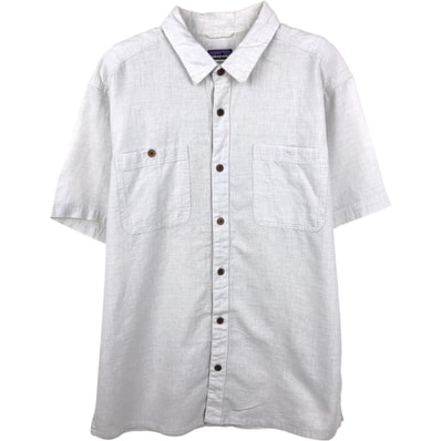 古着 パタゴニア Patagonia 53138SP13 チェック柄 半袖 オープンカラー オーガニックコットン×リネンシャツ ボックスシャツ メンズL相当/eaa665180