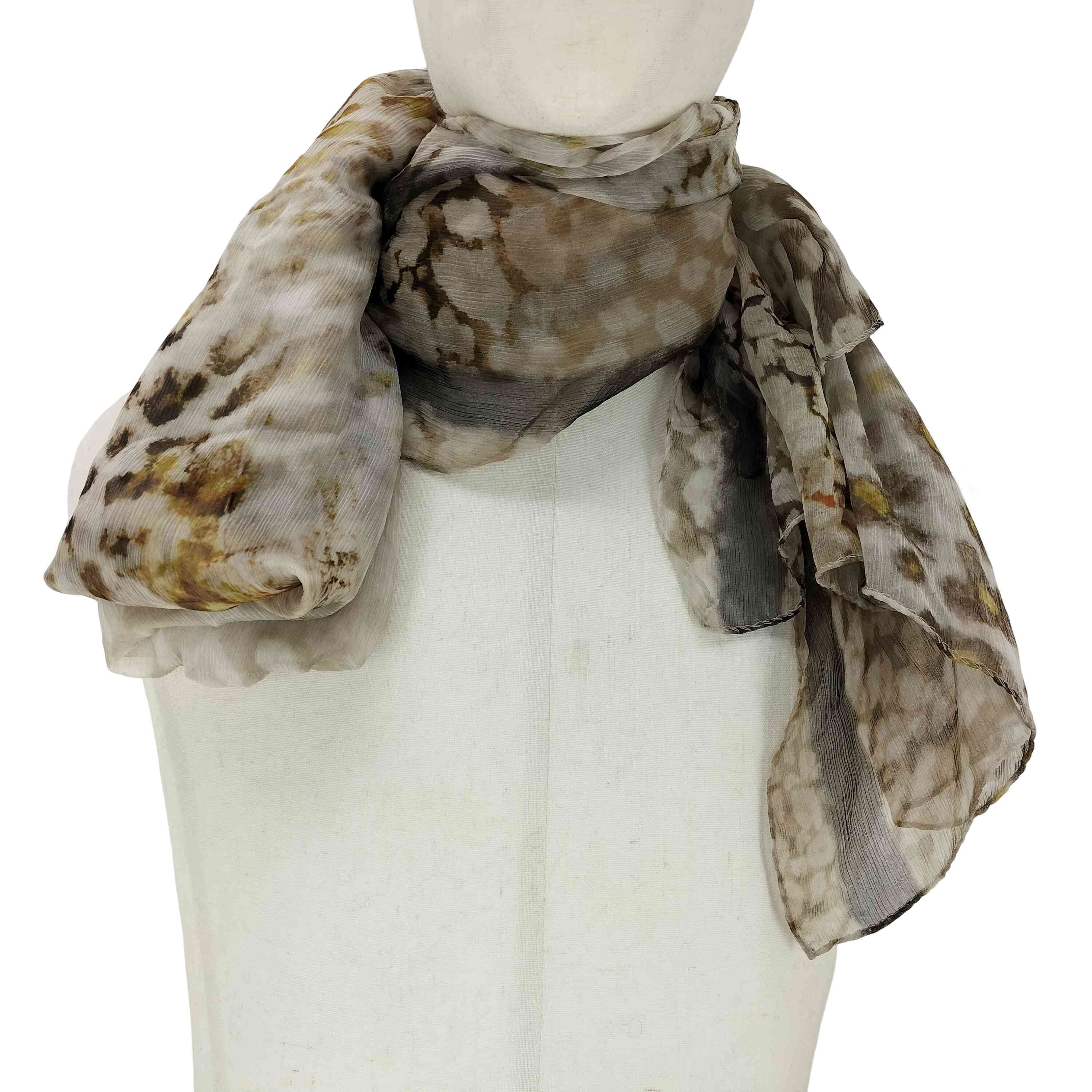 白タグ イタリア製 レオパード大判ストール【1142090349771】