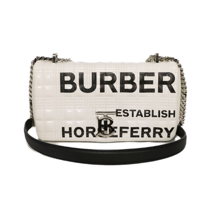 BURBERRY バーバリー スモール ローラ ホースフェリー クロスボディ Wチェーン Sチェーン キルティング ブラック TBロゴ ホワイト ショルダーバッグ 8029311