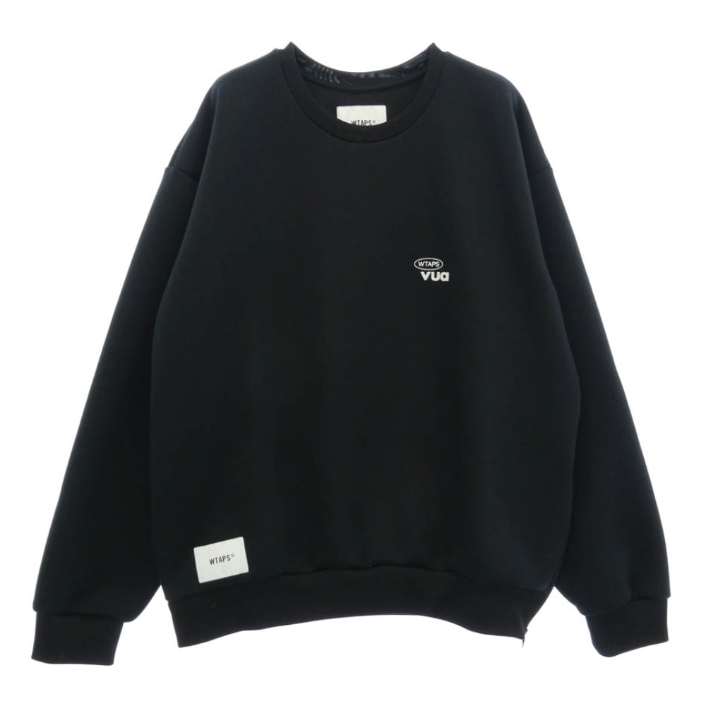 WTAPS ダブルタップス 25AW 252ATDT-CSM22 WOUND SWEATER POLY ロゴ クルーネック サイド ジップ トレーナー ポリスウェット ブラック系 03【中古】