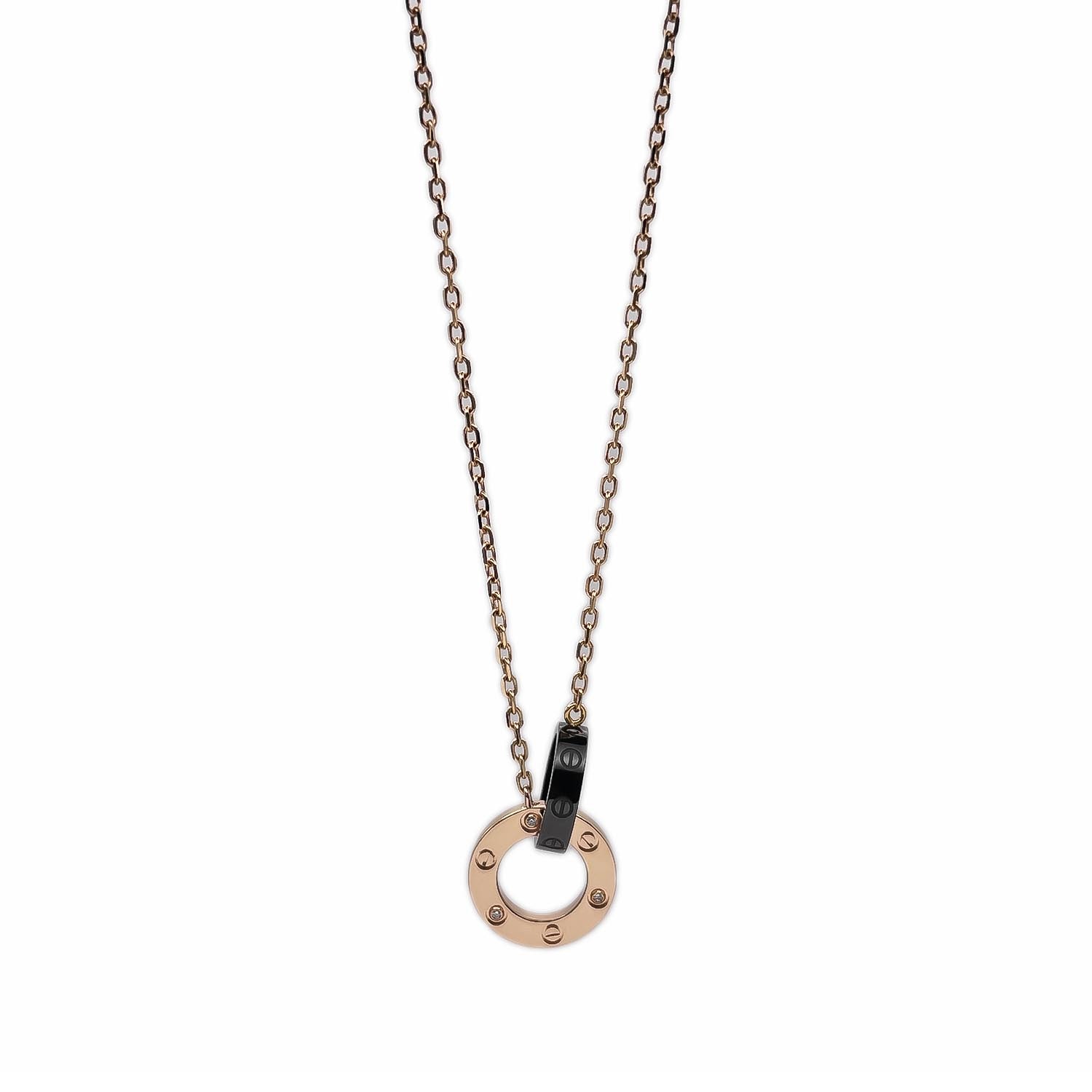 CARTIER カルティエ LOVE サークル ネックレス
 ペンダント 3Pダイヤモンド セラミック K18PG ゴールド レディース
 【中古】