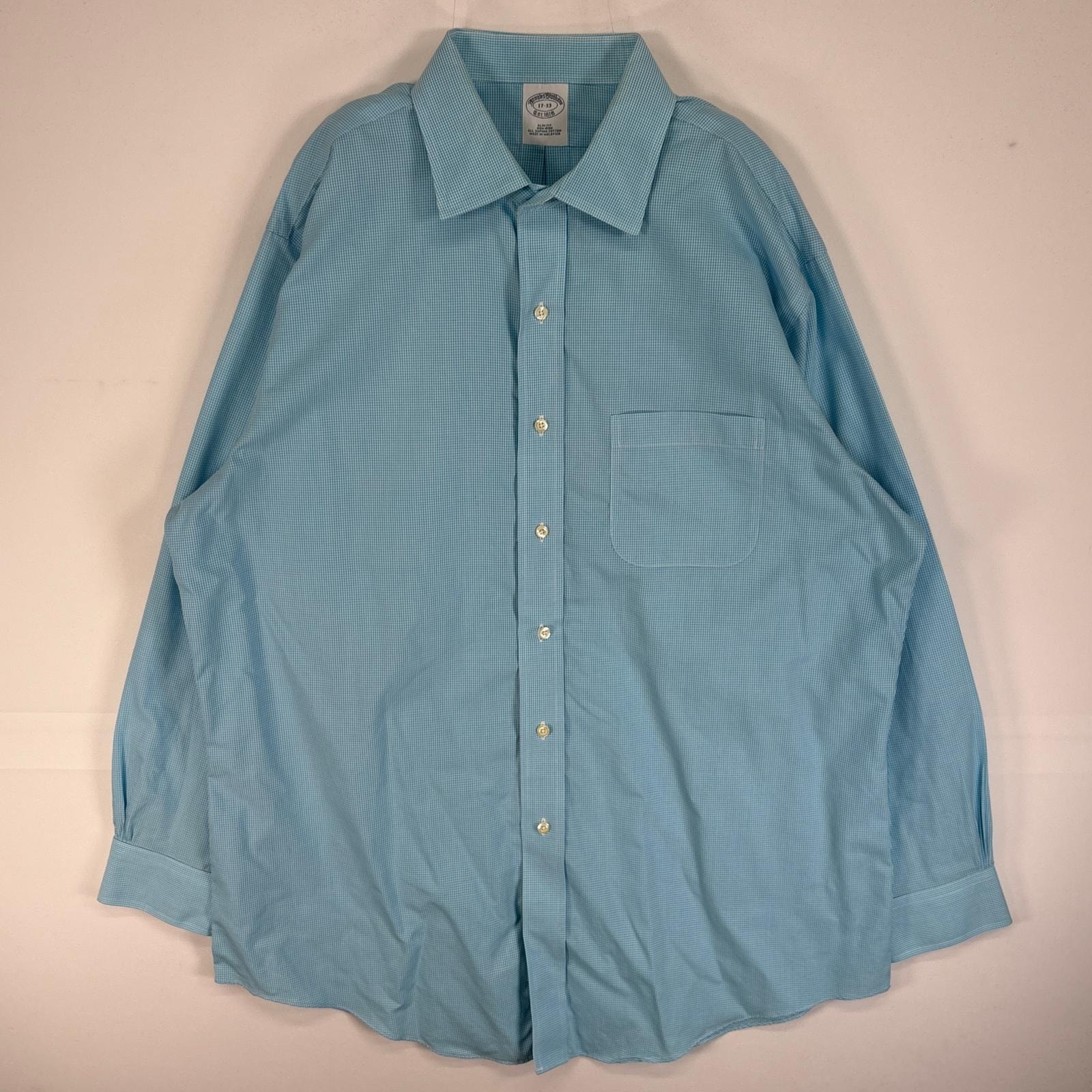 古着 ブルックスブラザーズ Brooks Brothers 長袖シャツ 胸ポケ カラーステイ 大きいサイズ XL  水色 チェック メンズ