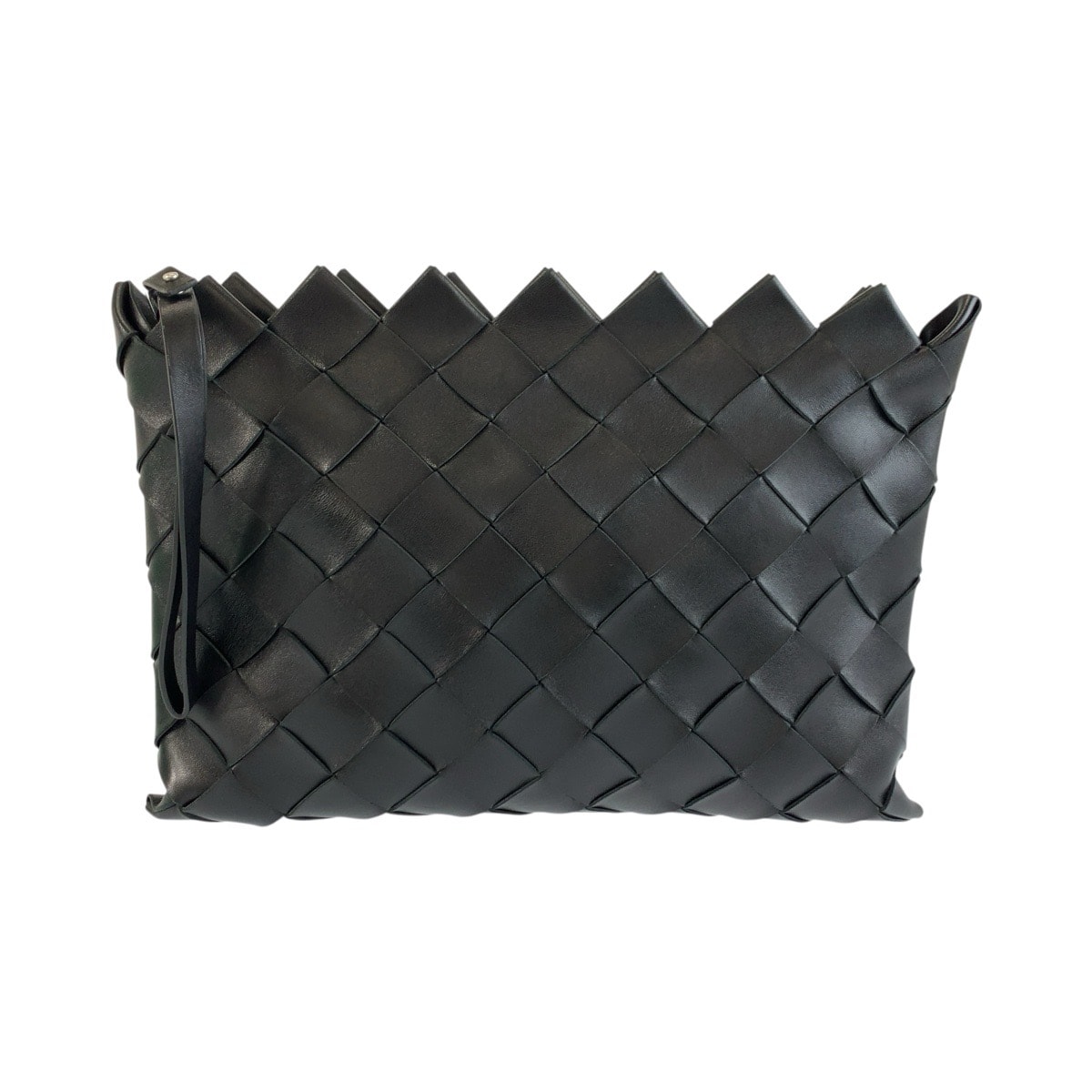 美品 BOTTEGAVENETA ボッテガヴェネタ イントレチャート ブラック 黒 シルバー金具 レザー クラッチバッグ セカンドバッグ 604112 【中古】