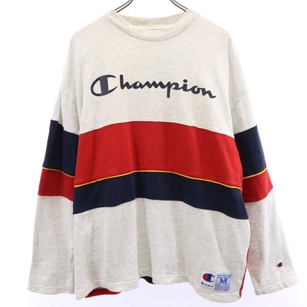 Champion チャンピオン 90s 青タグ オールド バック プリント 長袖 トレーナー M グレー スウェット