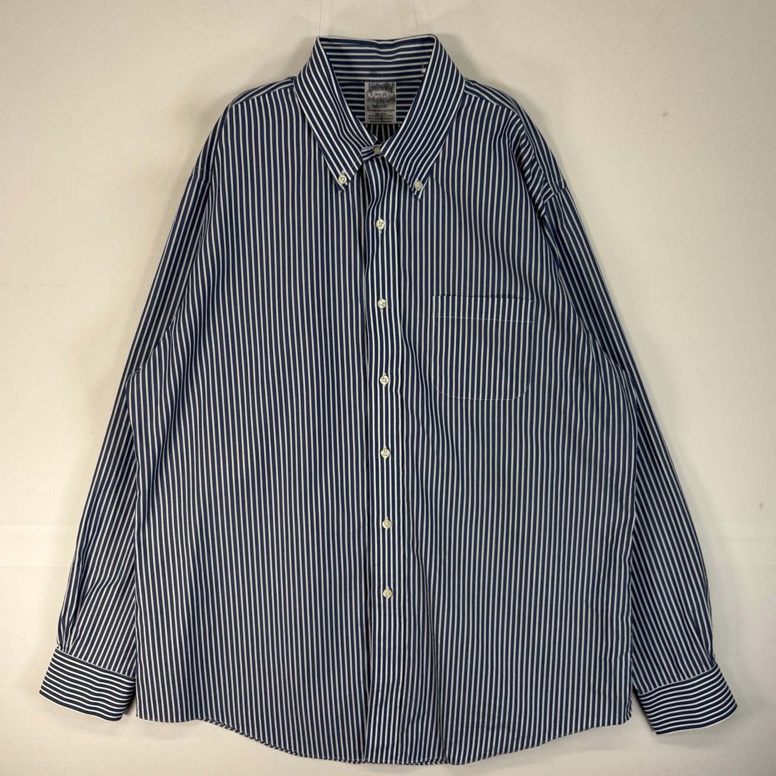 古着 ブルックスブラザーズ Brooks Brothers 長袖シャツ ボタンダウン 胸ポケ REGENT L  ネイビー系 ストライプ メンズ