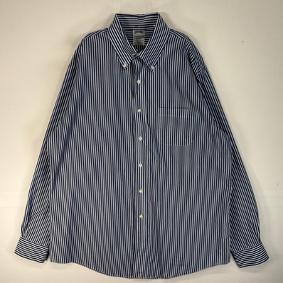古着 ブルックスブラザーズ Brooks Brothers 長袖シャツ ボタンダウン 胸ポケ REGENT L ネイビー系 ストライプ メンズ
