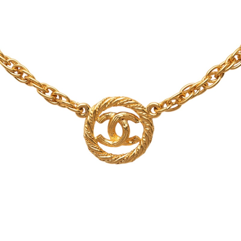 シャネル ココマーク チェーン ネックレス ゴールド メッキ レディース CHANEL 中古