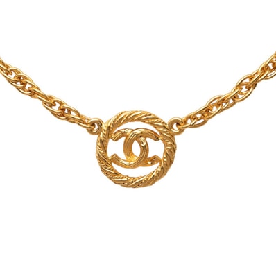 シャネル ココマーク チェーン ネックレス ゴールド メッキ レディース CHANEL 中古