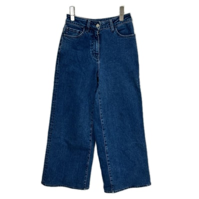 セオリーリュクス 24AW 03-4306410 ブルー コットン混 ジップフライ ワイドストレートデニムパンツ S34