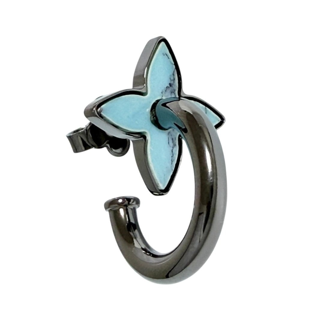 ルイヴィトン メンズ 片耳 ピアス 1個のみ スターモチーフ ブラックメタル色