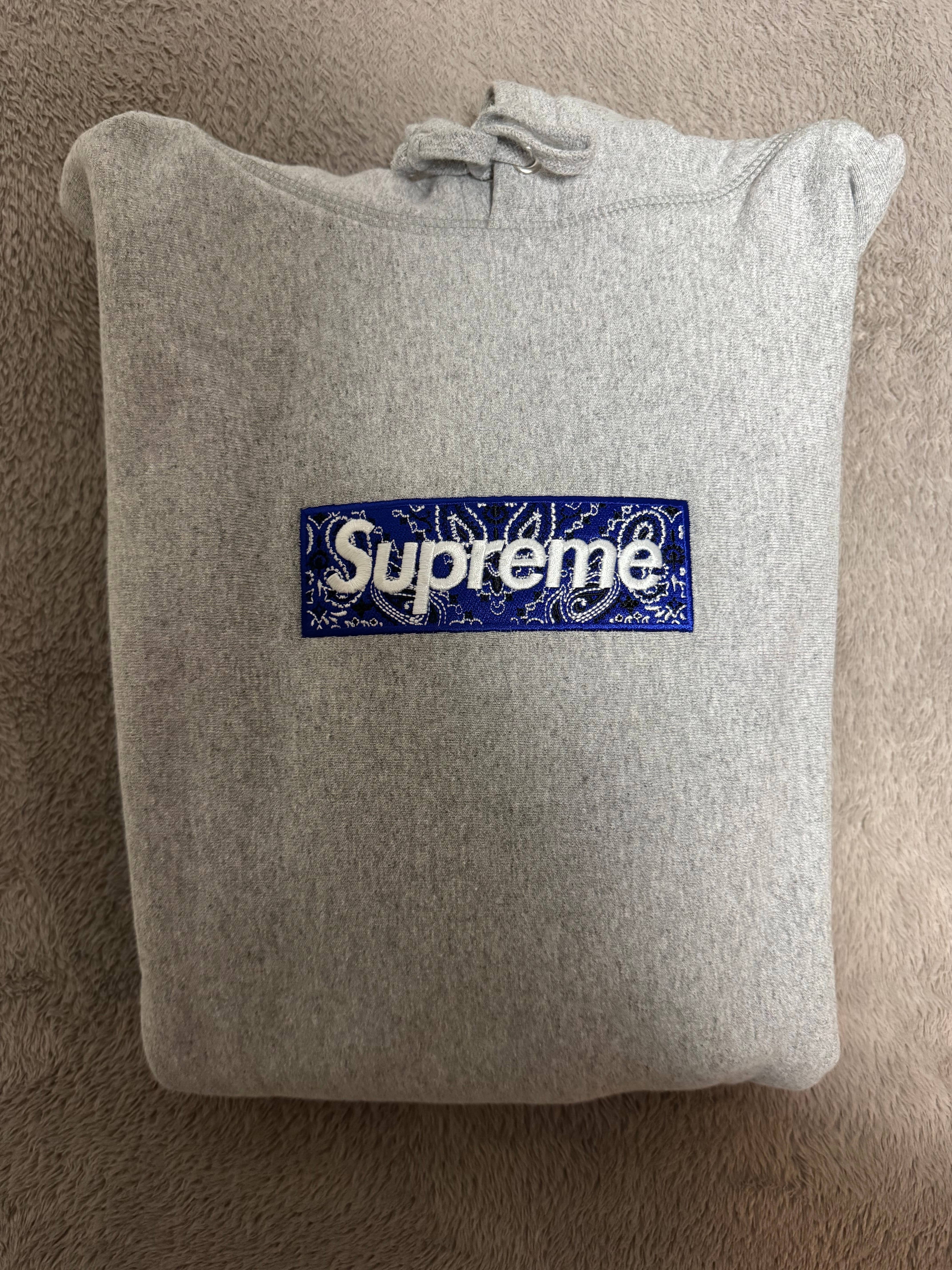 Supreme Bandana Box Logo Hooded Sweatshirt "Grey"