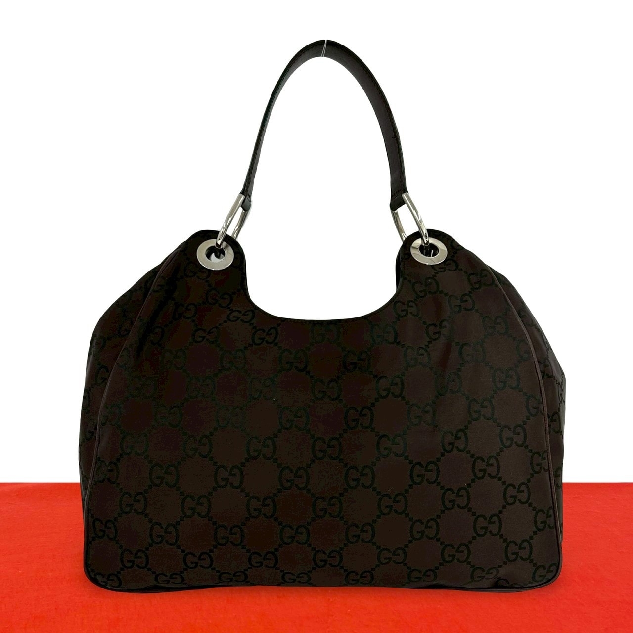 GUCCI グッチ GG 柄 キャンバス レザー ショルダーバッグ ブラウン
 47981