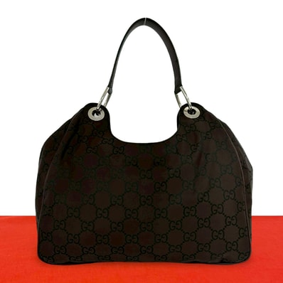 GUCCI グッチ GG 柄 キャンバス レザー ショルダーバッグ ブラウン
47981