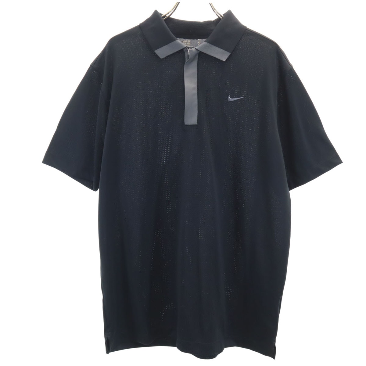 NIKE ナイキ 半袖 ハーフジップ ポロシャツ L ブラック