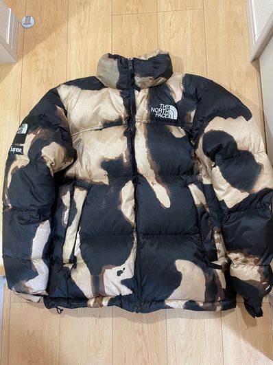 Supreme x The North Face Bleached Denim Print Nuptse Jacket "Black"