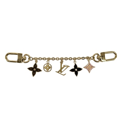 LOUIS VUITTON ルイヴィトン バッグチャーム チェーンスプリングストリート キーホルダー モノグラム・フラワー LVイニシャル M01188 ゴールド レディース 美品【中古品】