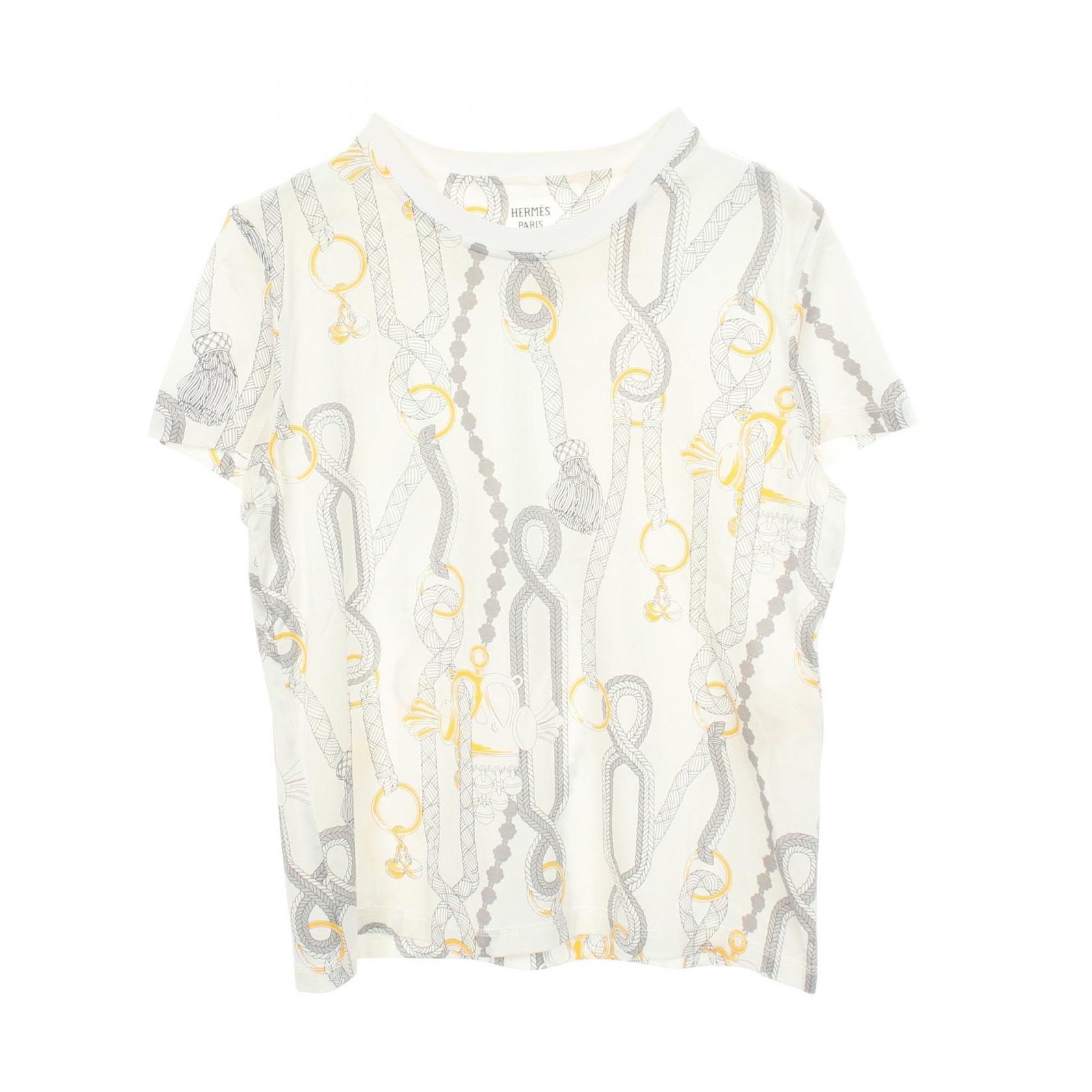 エルメス HERMES パルフロワリミックス 半袖Tシャツ 衣料品 トップス コットン ホワイト レディース ホワイト系 / グレー系 / イエロー系 5H4628DS 【中古】