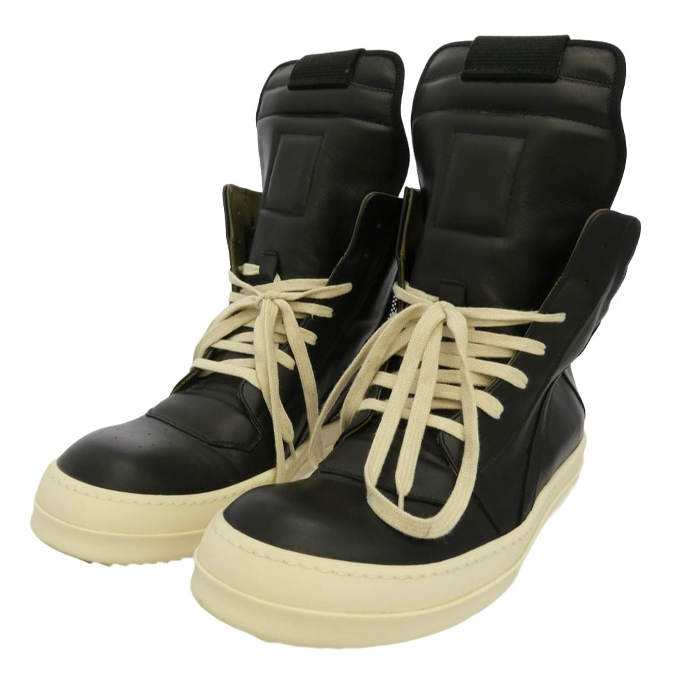 Rick Owens リックオウエンス 19AW RU19F4894 Geobasket ジオバスケット シャークソール レザー ハイカット スニーカー ブラック系 43【中古】