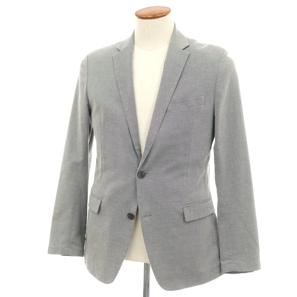 【中古】カルバンクライン Calvin Klein コットンポリエステルリネン 2B カジュアルジャケット ブラックxホワイト【サイズ38】【メンズ】