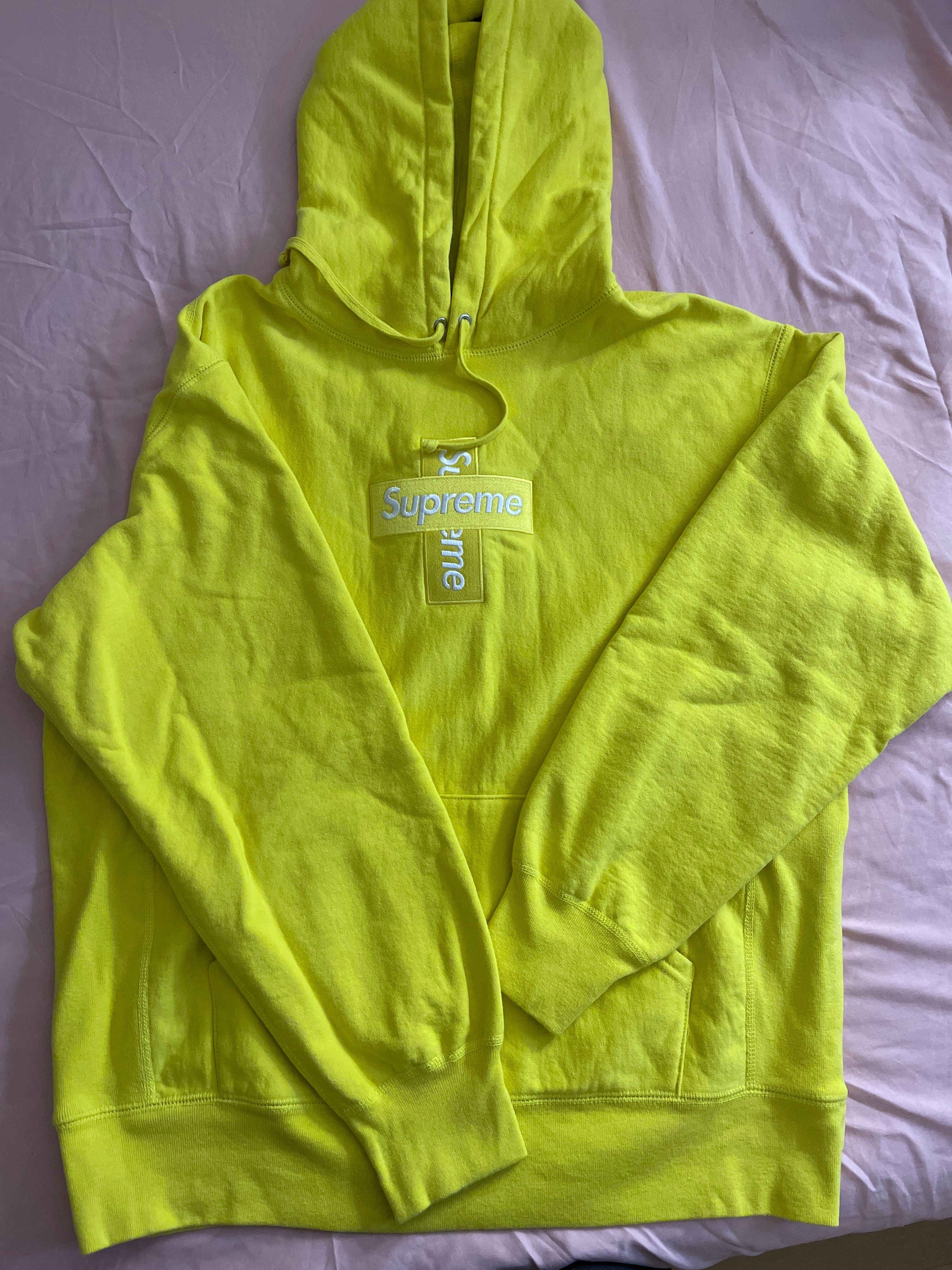 Supreme Cross Box Logo Hooded Sweatshirt "Yellow"