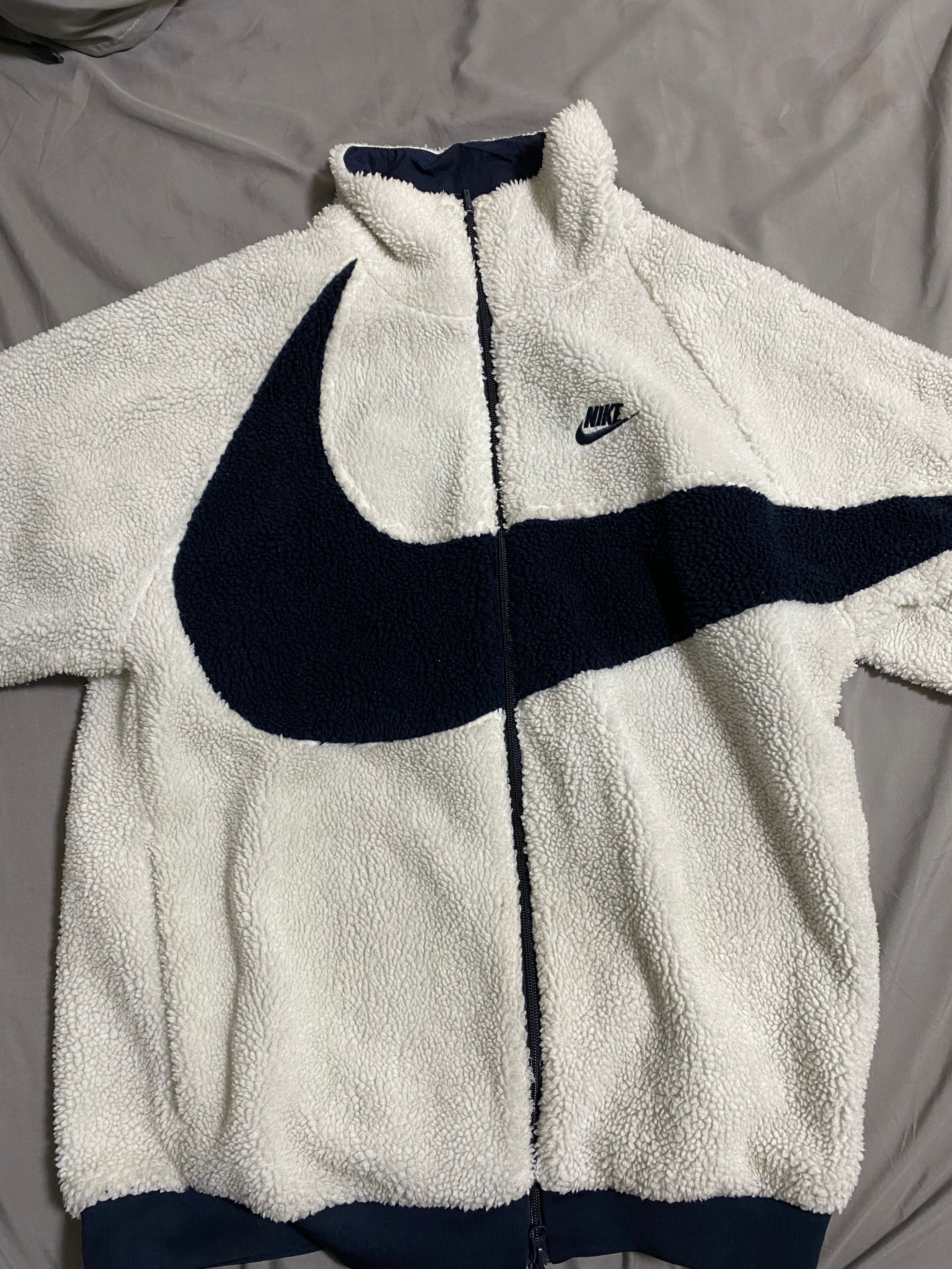 Nike Big Swoosh Reversible Boa Jacket "Sail/Dark Obsidian"