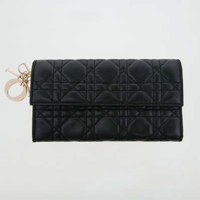 Christian Dior クリスチャンディオール チェーンウォレット カナージュ ショルダーバッグ CAL43060P ラムスキン ブラック レディース【中古】
