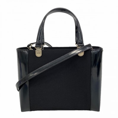 【6eb0893】クリスチャンディオール ハンドバッグ キャンバス ブラック シルバー金具 2wayバッグ【中古】レディース