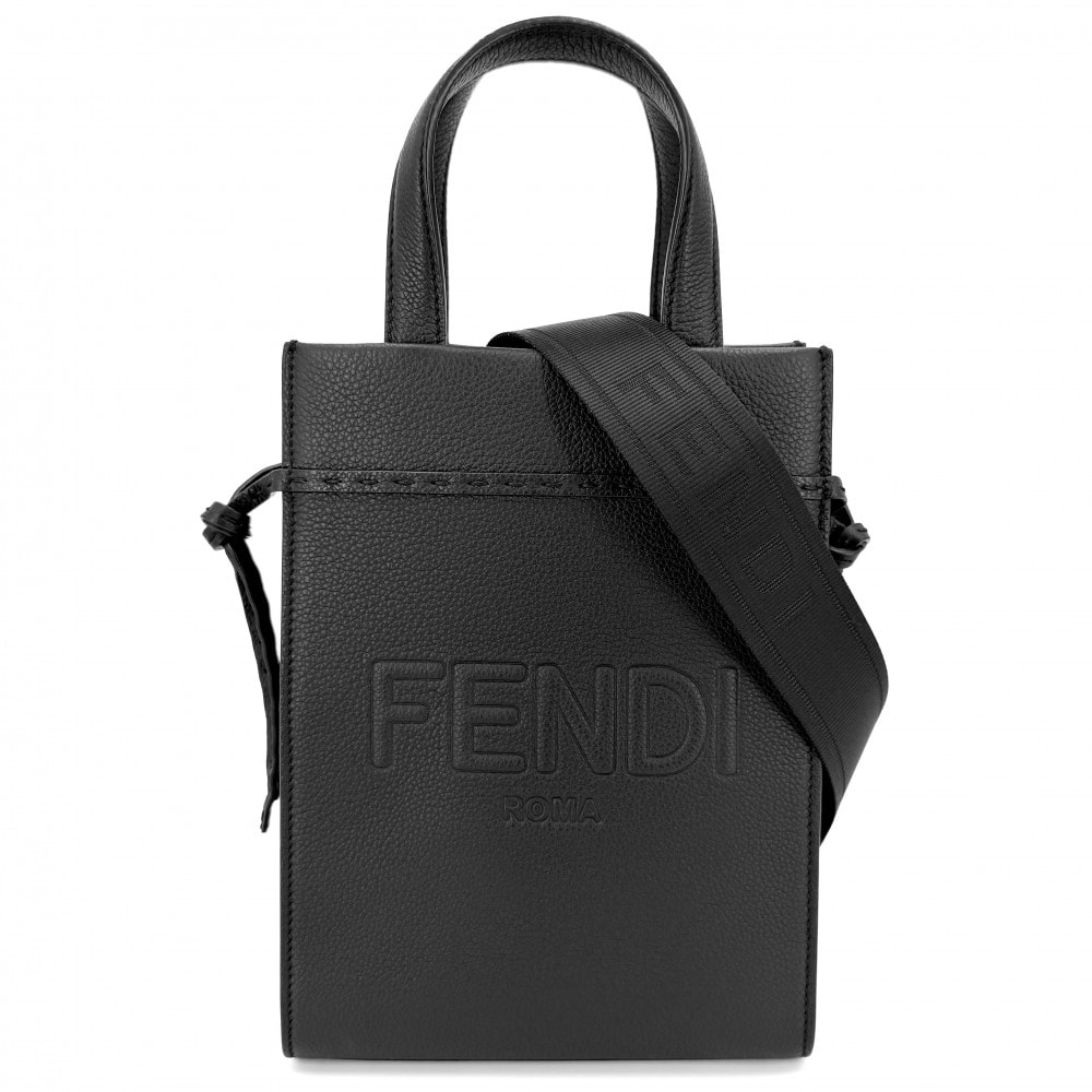 FENDI フェンディ 2WAY ゴートゥショッパー Sサイズ ハンドバッグ ショルダーバッグ 肩掛け 斜め掛け 7VA584 レザー ブラック 黒 シルバー金具 レディース 美品【中古品】