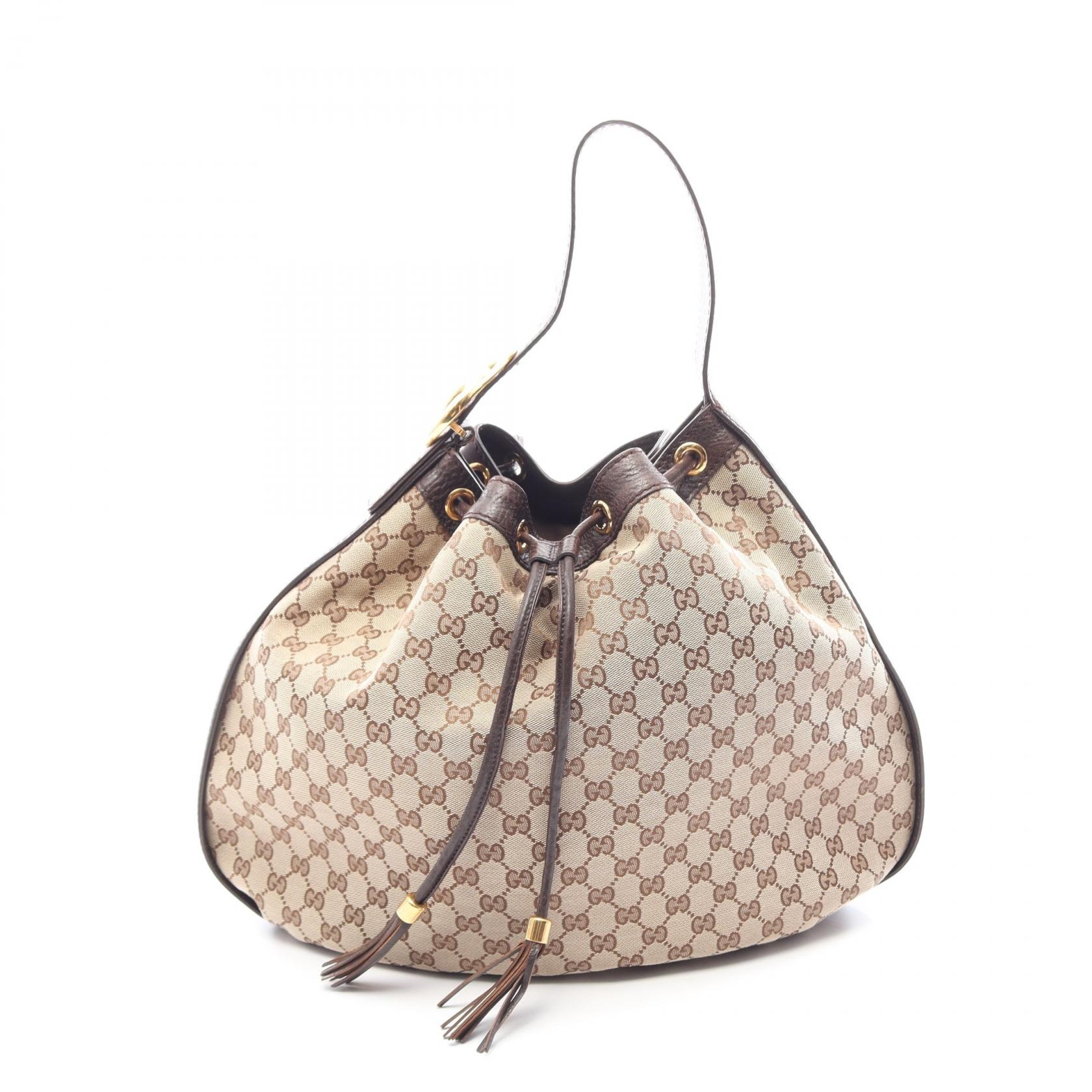 グッチ GUCCI GGキャンバス ショルダーバッグ バッグ キャンバス レザー レディース ベージュ系 / ブラウン系 223951 【中古】