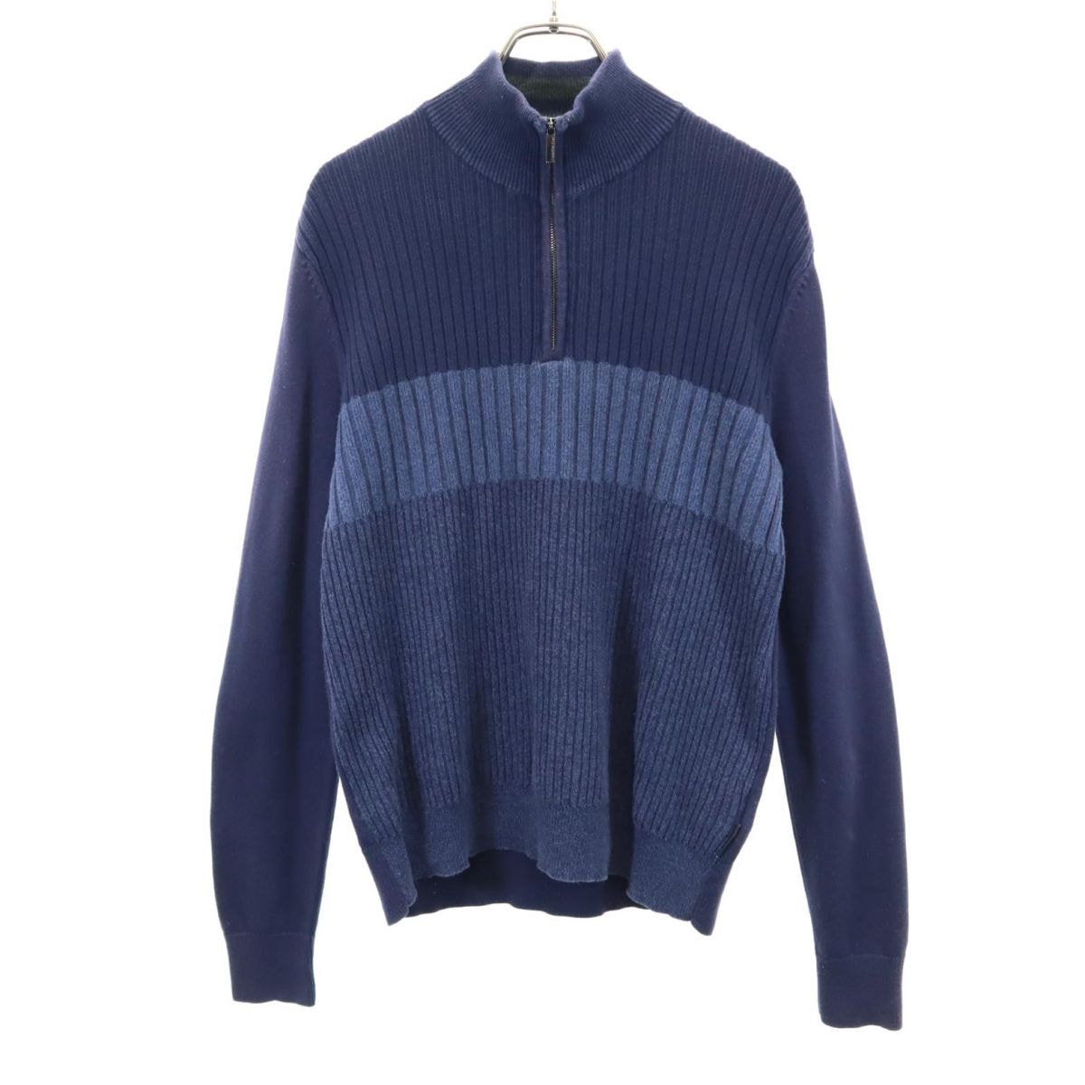 Calvin klein Jeans カルバンクラインジーンズ 長袖 ハーフジップ コットンニット セーター M ネイビー
