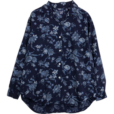 古着 90年代 ギャップ GAP オールドギャップ 総柄 花柄 長袖 オープンカラーシャツ レディースS相当 ヴィンテージ/eaa652811