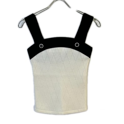 シャネル P51655 K06623 ブラック×ホワイト ココマーク キャミ 34