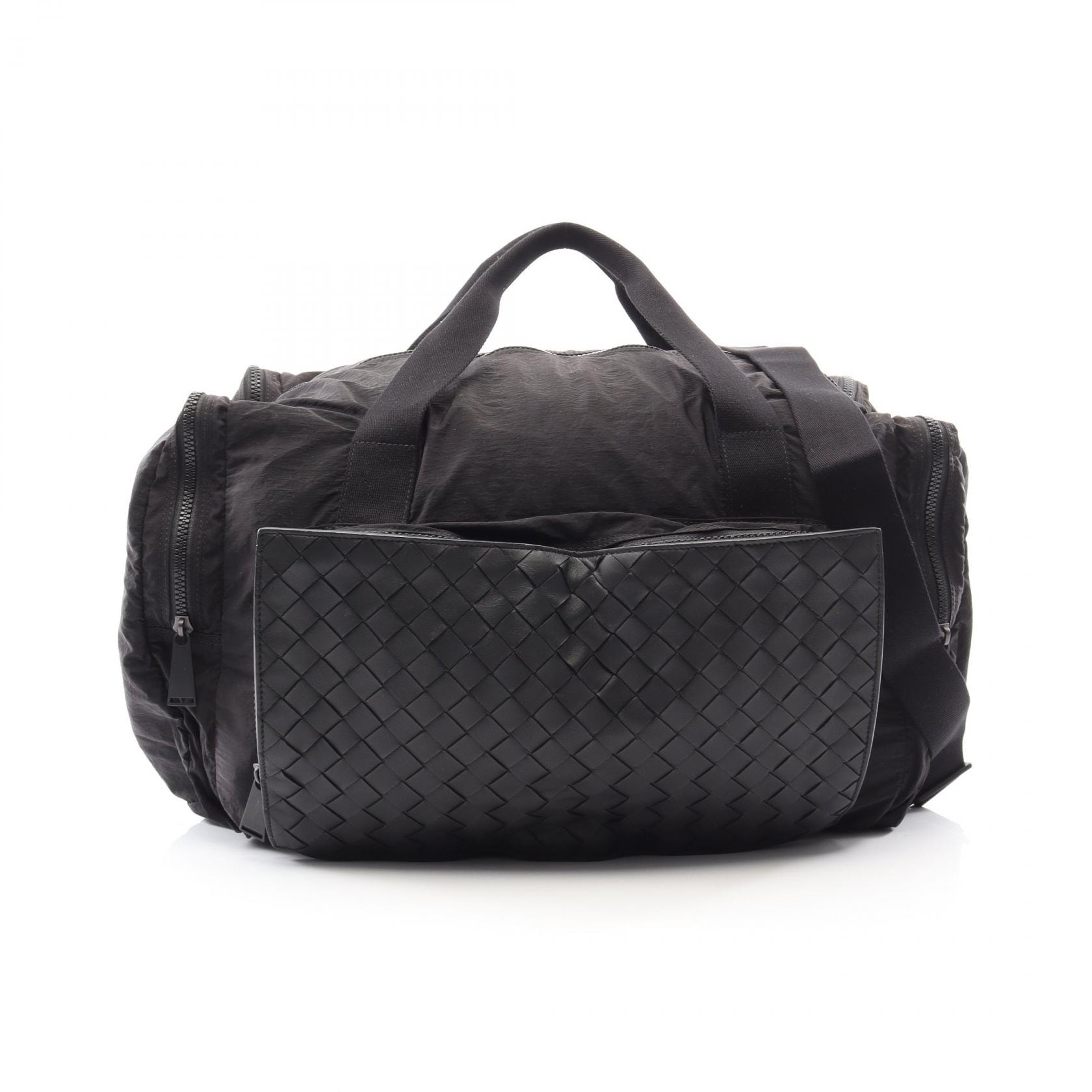 ボッテガヴェネタ BOTTEGA VENETA イントレチャート 2WAY ボストンバッグ バッグ ナイロン レザー メンズ レディース ブラック系 609918 【中古】
